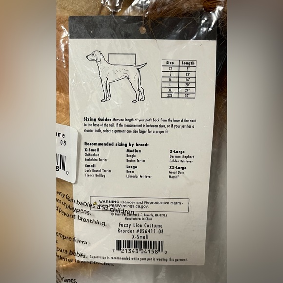 ✨Zack & Zoey✨Dog Halloween Costume✨Fuzzy Lion Costume for Dogs, X-Small✨ - Picture 7 of 7